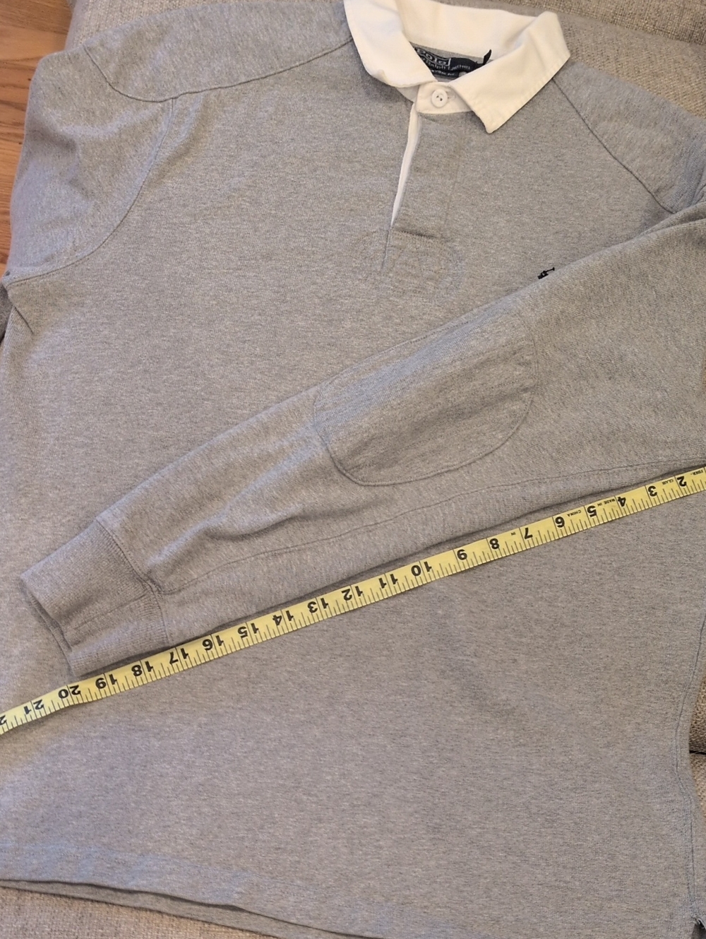 Men's Polo by Ralph Lauren Heather Gray Long-Sleeve Rugby Polo Large - Picture 9 of 11